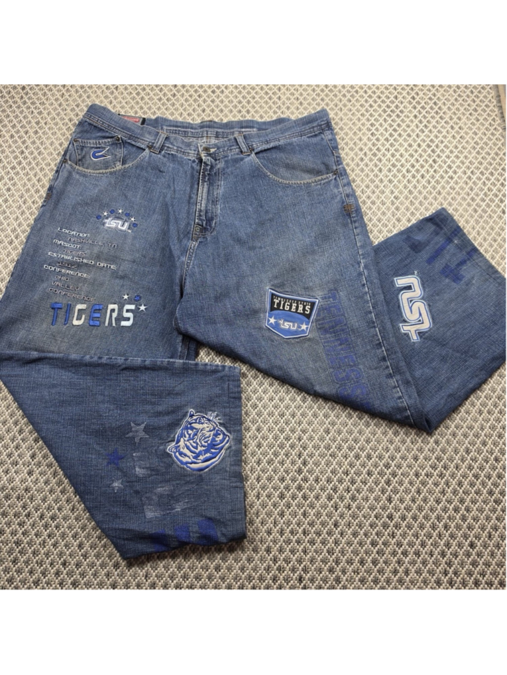 Vintage Colosseum Tennessee State Tigers TSU Embroidered Denim Jeans 42x32 Y2K